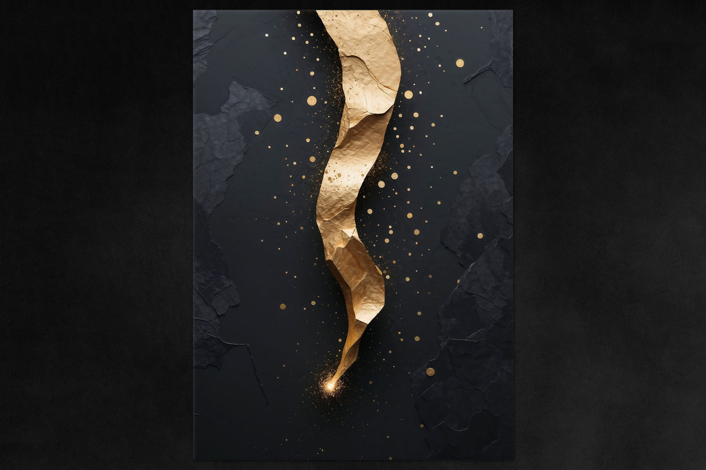 Falling Star poster - gold ribbon-style celestial metal wall art from Aurum Astralis