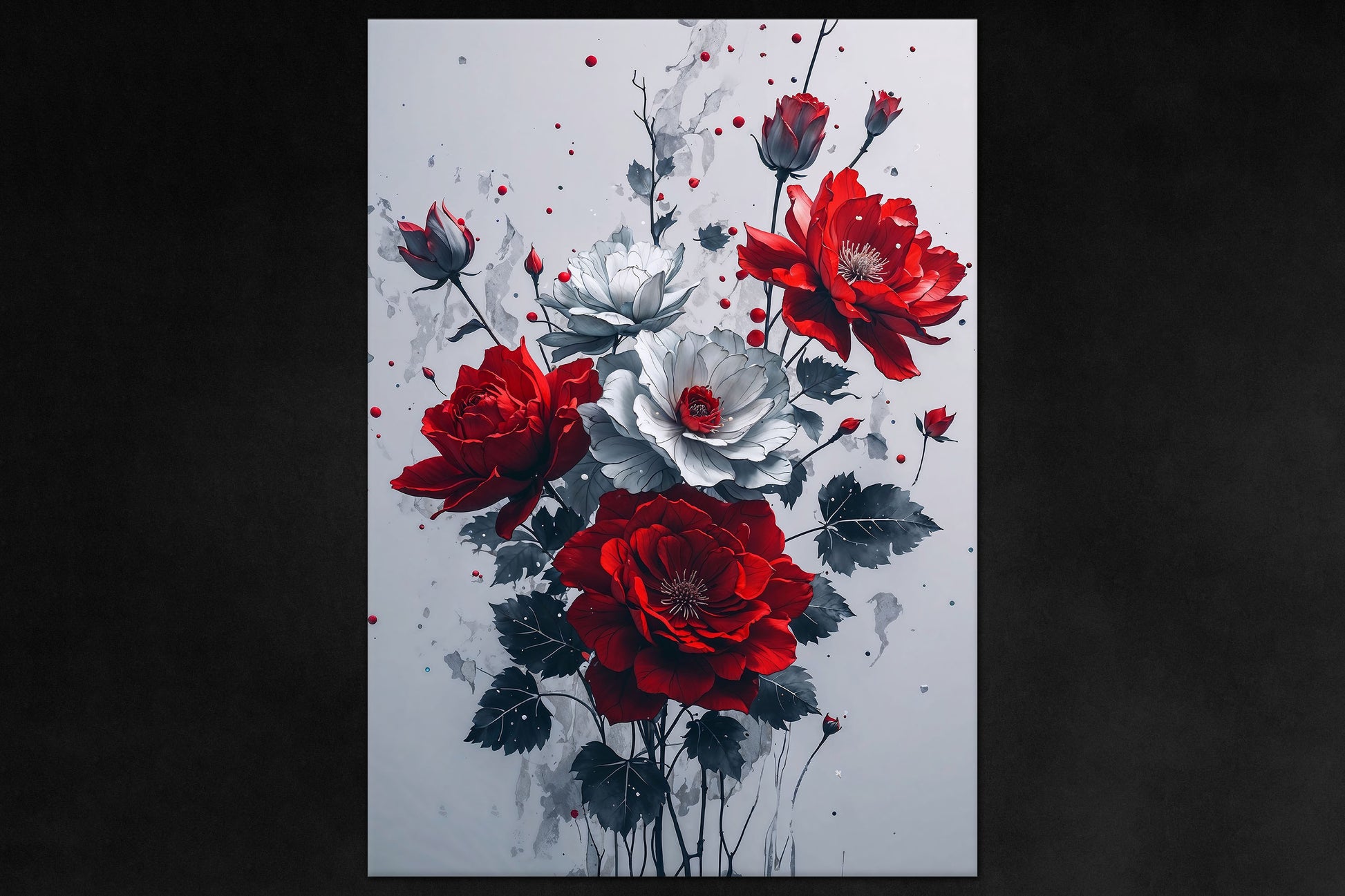 Purity poster - red and white floral metal poster from Between Realms Collection