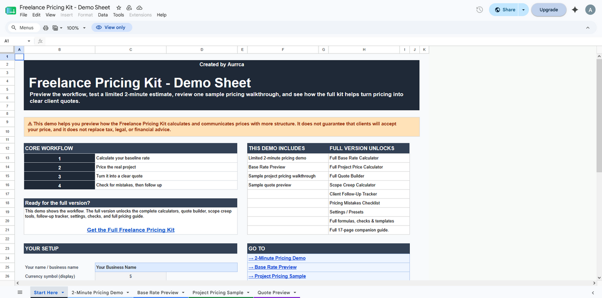 Freelance Pricing Kit screenshot