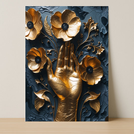 🌺 Golden Bloom | Royal Collection – 18x24 Metal Magnetic Poster