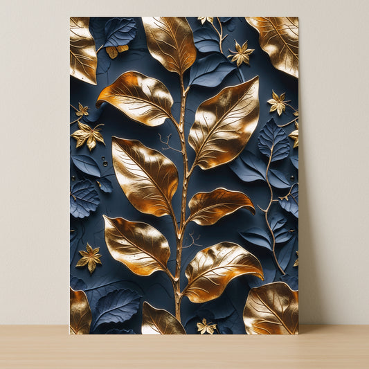 🌿 Golden Elegance | Royal Collection – 18x24 Metal Magnetic Poster