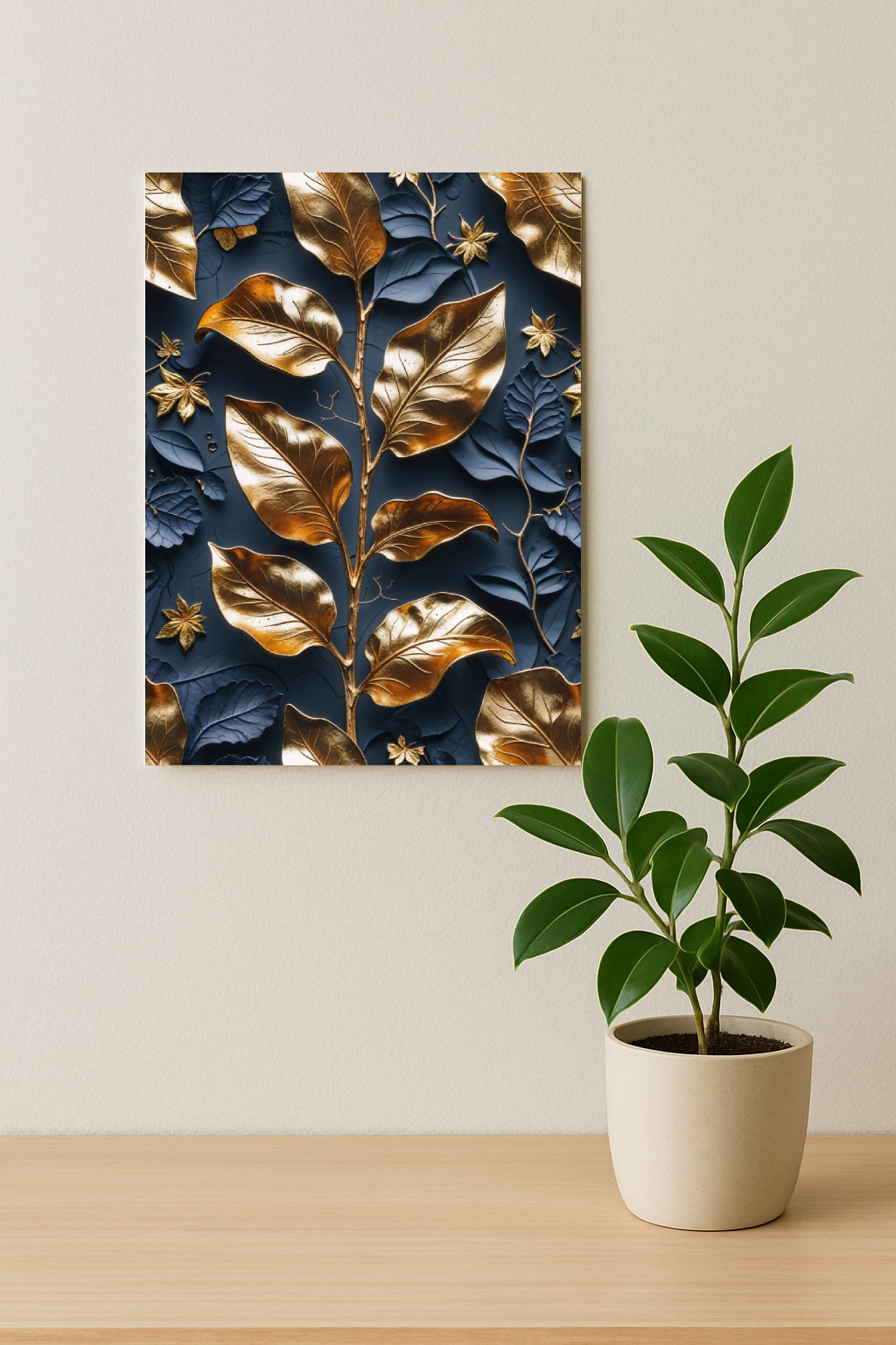 🌿 Golden Elegance | Royal Collection – 18x24 Metal Magnetic Poster