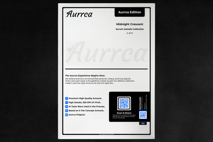 Back of Aurum Astralis poster - Aurrca Edition premium metal wall art certificate
