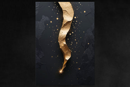 Falling Star poster - gold ribbon-style celestial metal wall art from Aurum Astralis