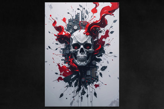 Digital Remains poster - AI-inspired surreal metal wall art from Between Realms