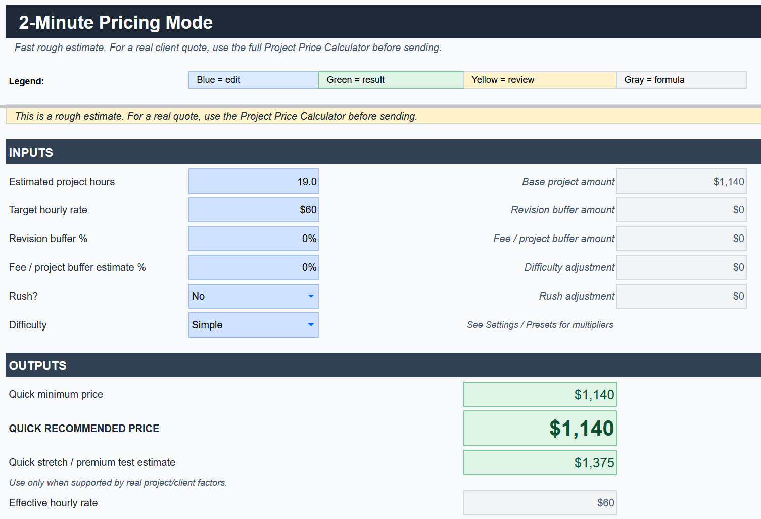 Freelance Pricing Kit screenshot