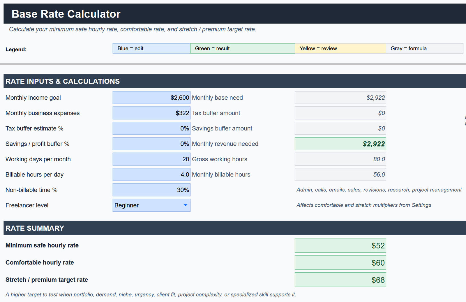 Freelance Pricing Kit screenshot