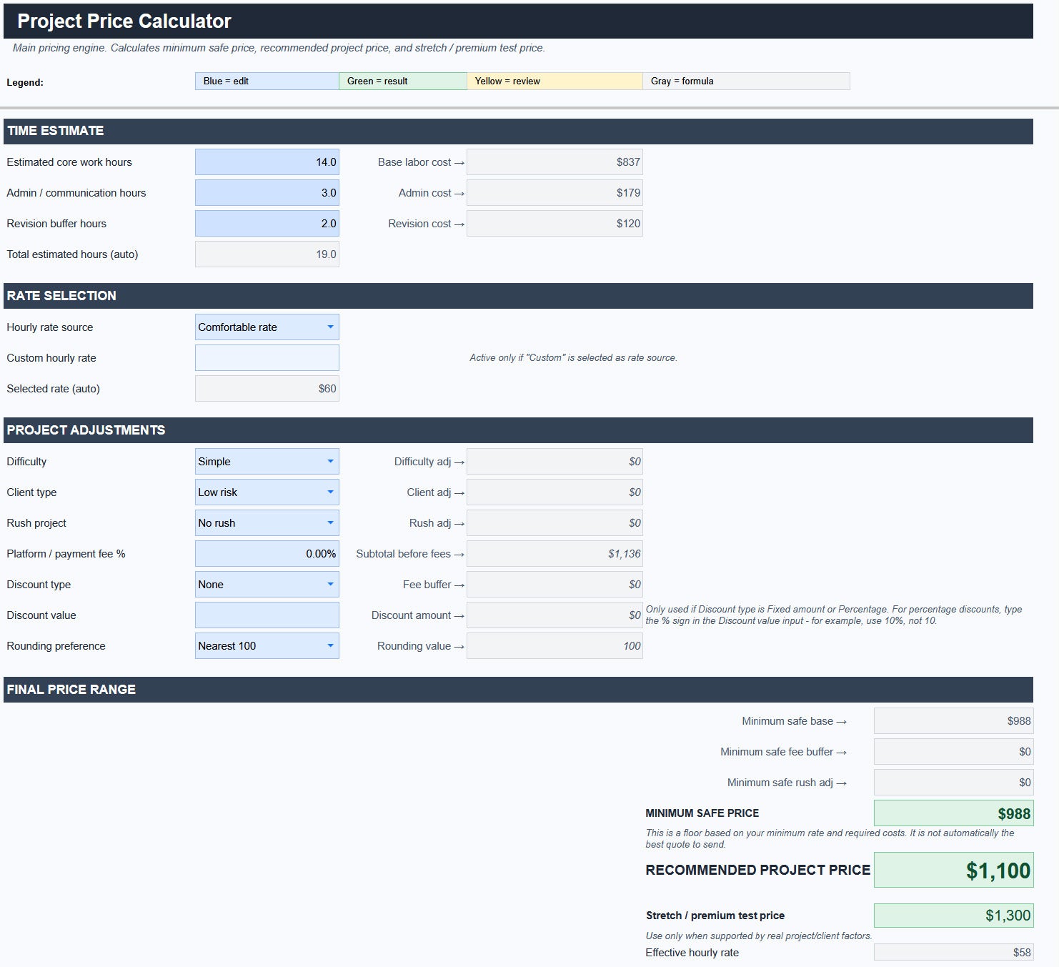 Project Price Calculator