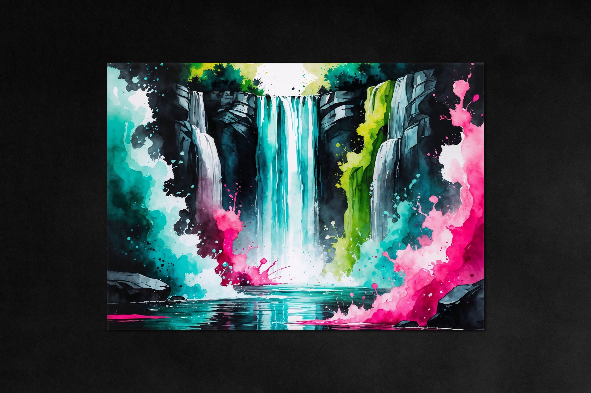 Flow of Colors poster - vibrant waterfall metal magnetic poster from Nature Ink Collection