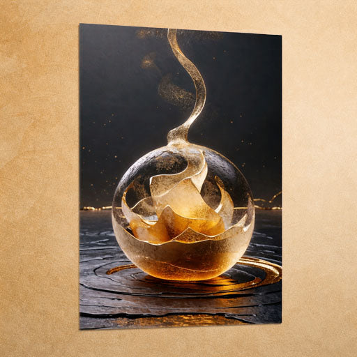 Frameless metal poster mounted on wall using magnetic system